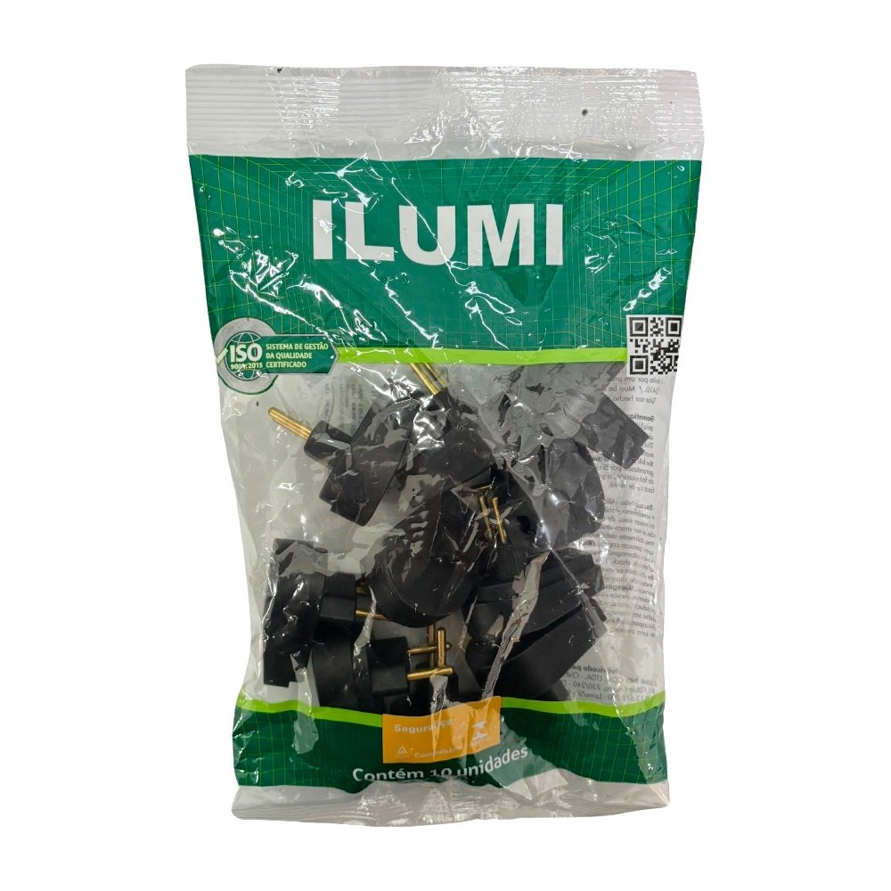 Pino Macho Gigante Angular Ilumi 2P 10A/250V Preto - Embalagem com 10 Unidades
