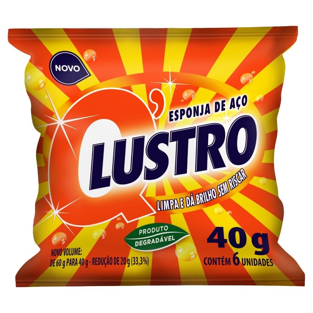 Lã de Aço Qlustro 40g - 6 Embalagem com 16 Unidades