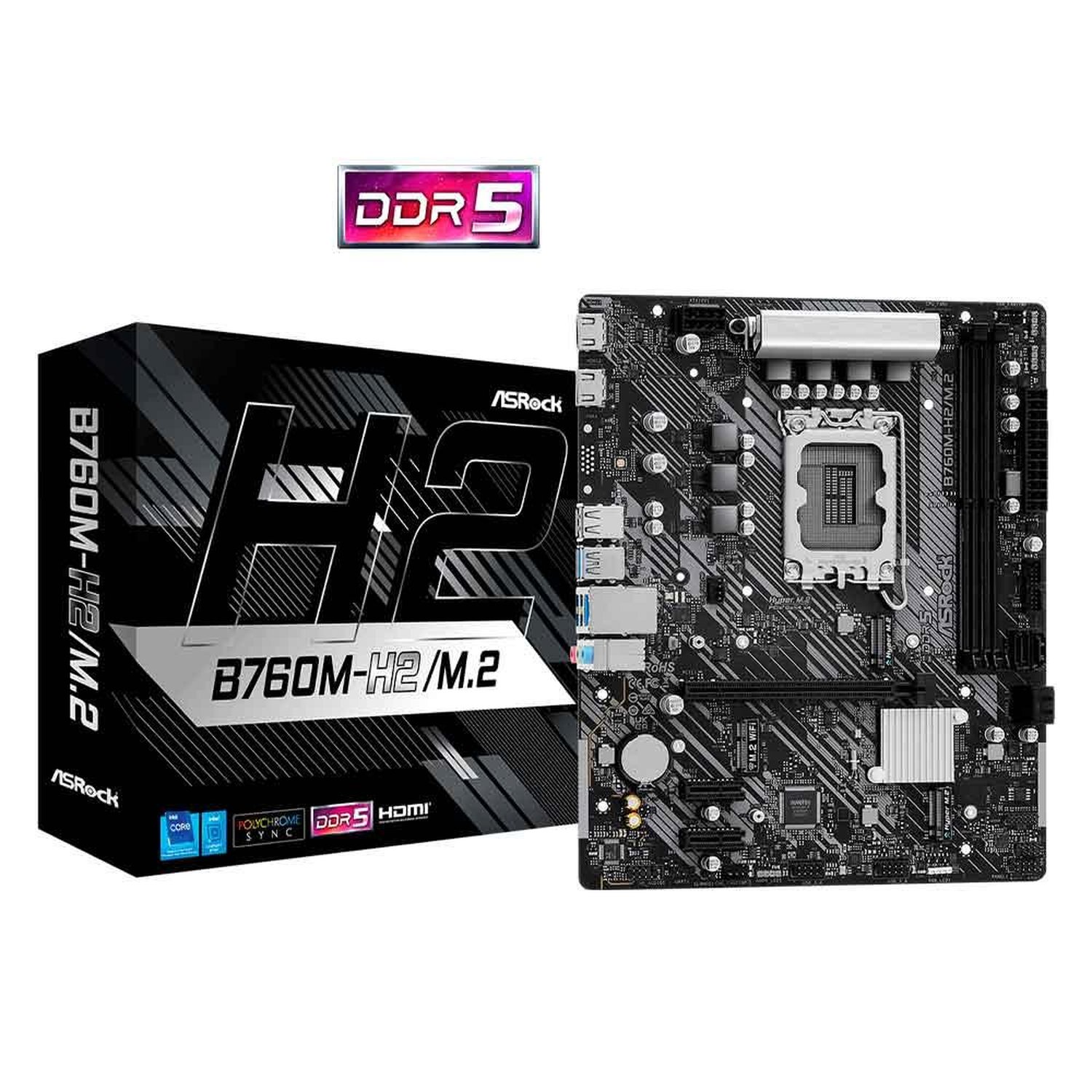 Placa Mãe Asrock B760m-H2/M.2, Chipset B760, Intel Lga 1700, Matx, Ddr5