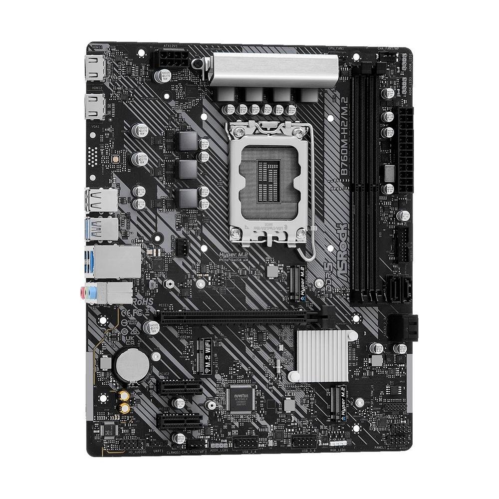 Placa Mãe ASRock B760M-H2/M.2, Chipset B760, Intel LGA 1700, mATX, DDR5