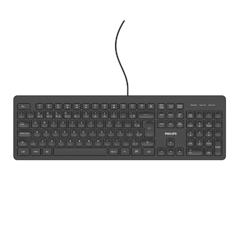Teclado Philips SPK6208B, ABNT2, USB, Preto