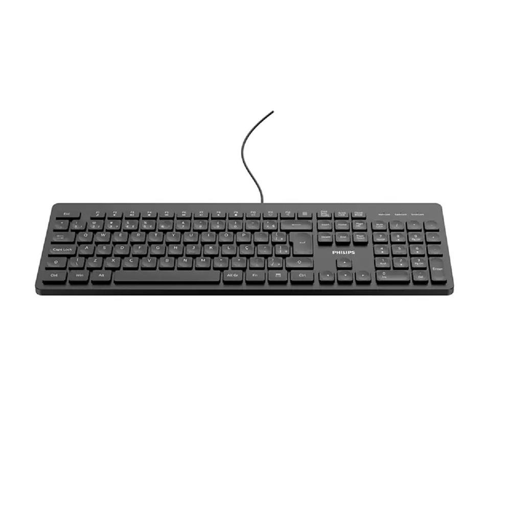 Teclado Philips SPK6208B, ABNT2, USB, Preto
