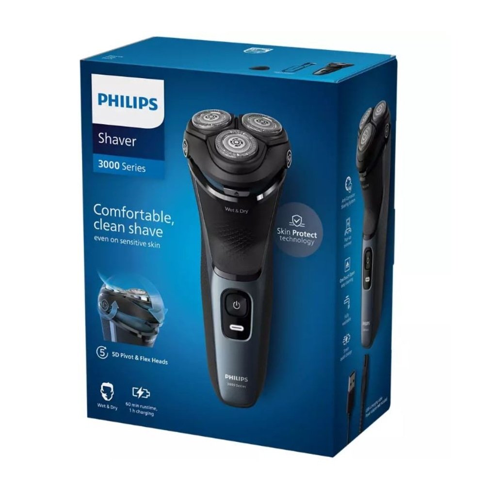 Barbeador Philips Shaver Series S3144/00 | Seco ou Molhado, Preto, Bivolt