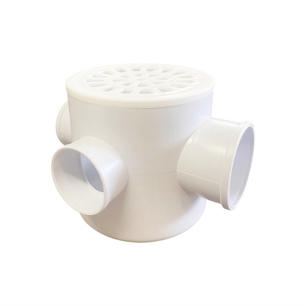 Caixa Sifonada Rebouças Grelha Redonda 100x100x50mm Branca