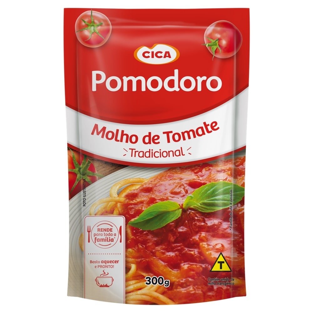Molho de Tomate Pomodoro Tradicional Sachê 300g - Embalagem com 24 Unidades