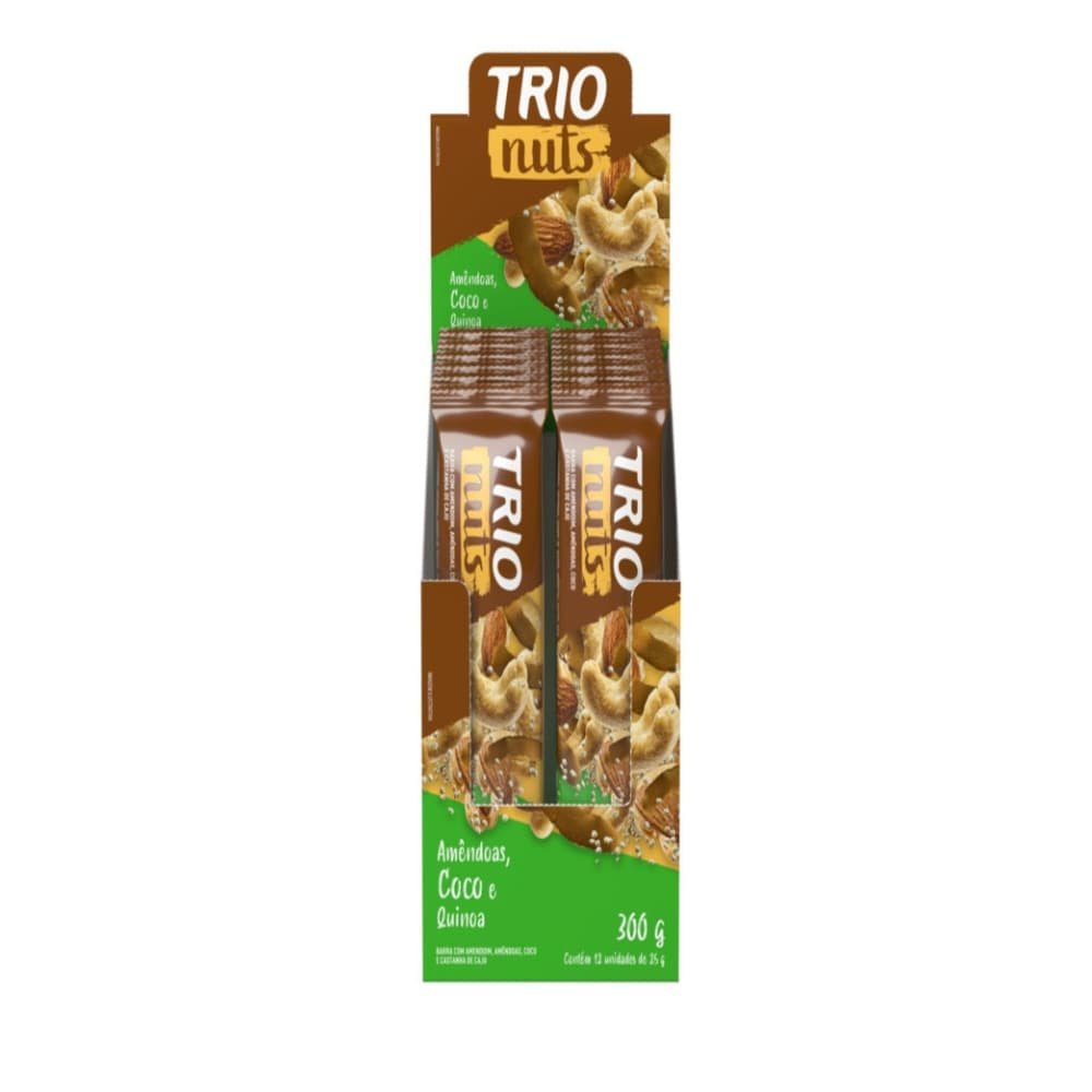 Barra Cereal Trio Nuts Coco, Amêndoas e Quinoa, 25g - Embalagem com 12 Unidades