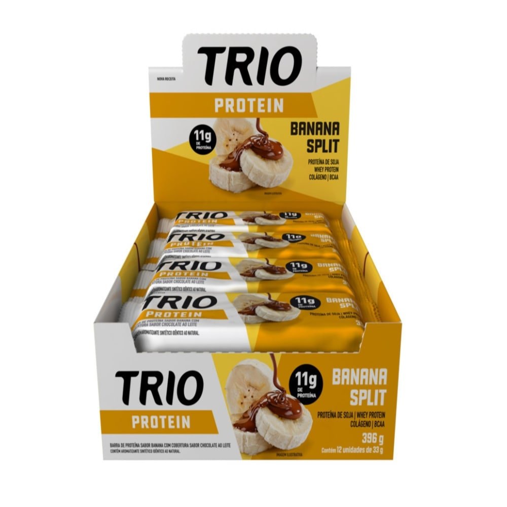 Barra Cereal Trio Protein Banana Split 33g - Embalagem com 12 Unidades
