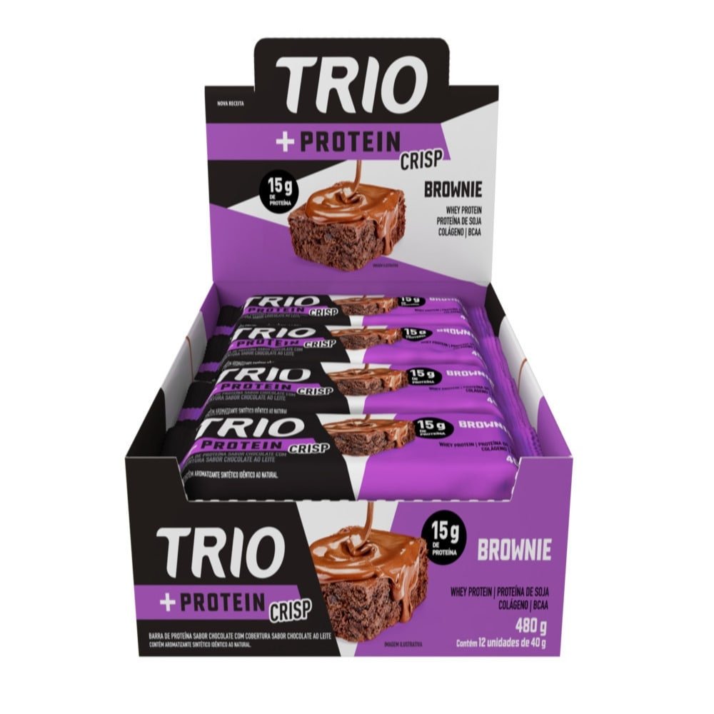 Barra Cereal Trio+Proten Crisp Brownie 40g - Embalagem com 12 Unidades