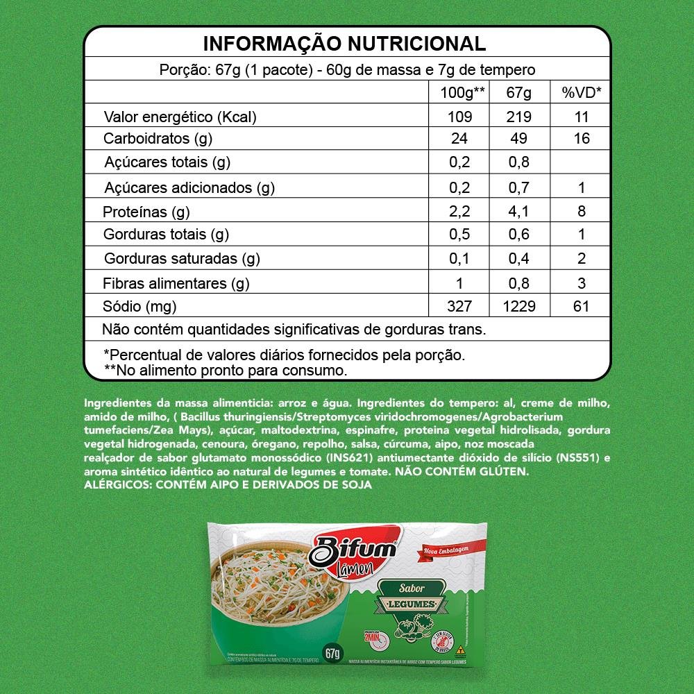 Macarrão Arroz Bifum Lámen Sem Glúten Vegano Legumes 67g
