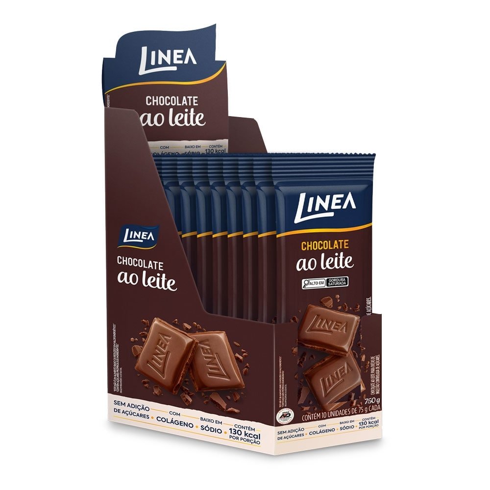 Chocolate Linea Familiar ao Leite 75g - Embalagem com 10 Unidades