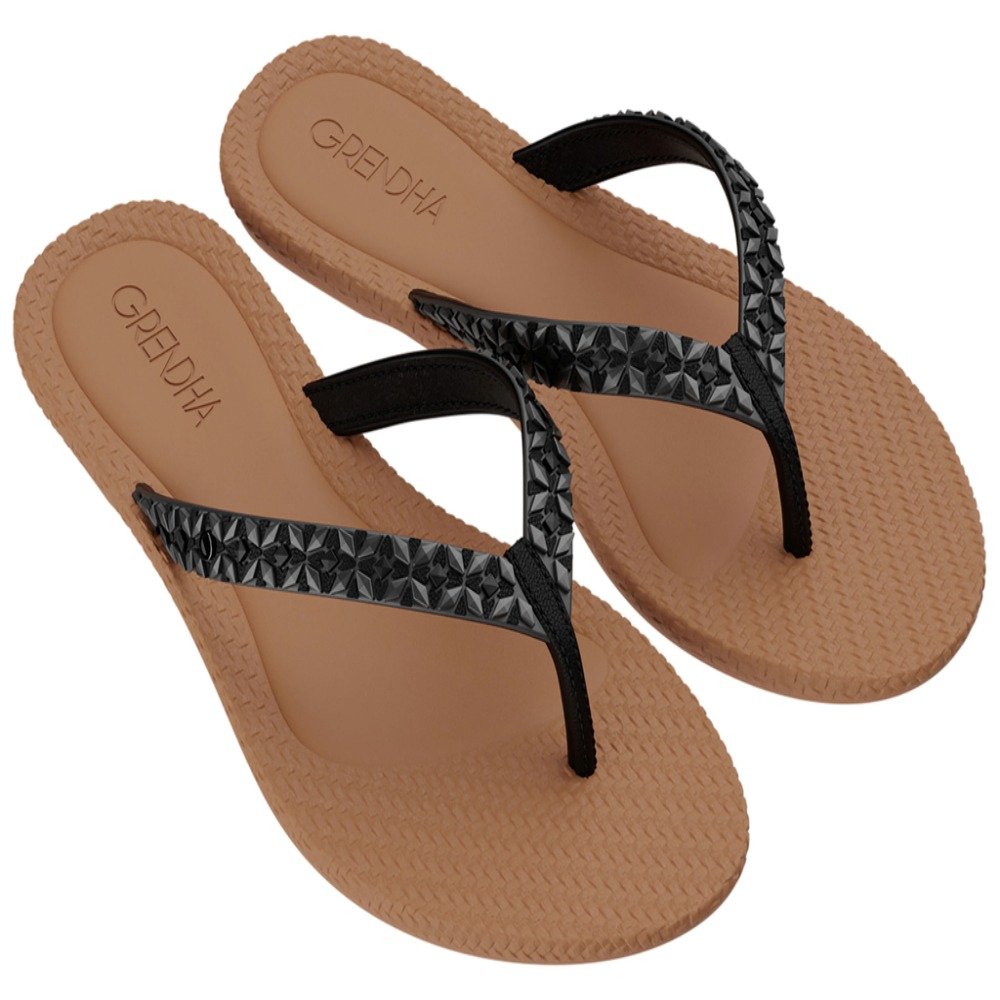 Rasteirinha Grendha Todo Dia Linda 18964 (33-40) - Bc440 Preto Terra G02064 com 12 Pares