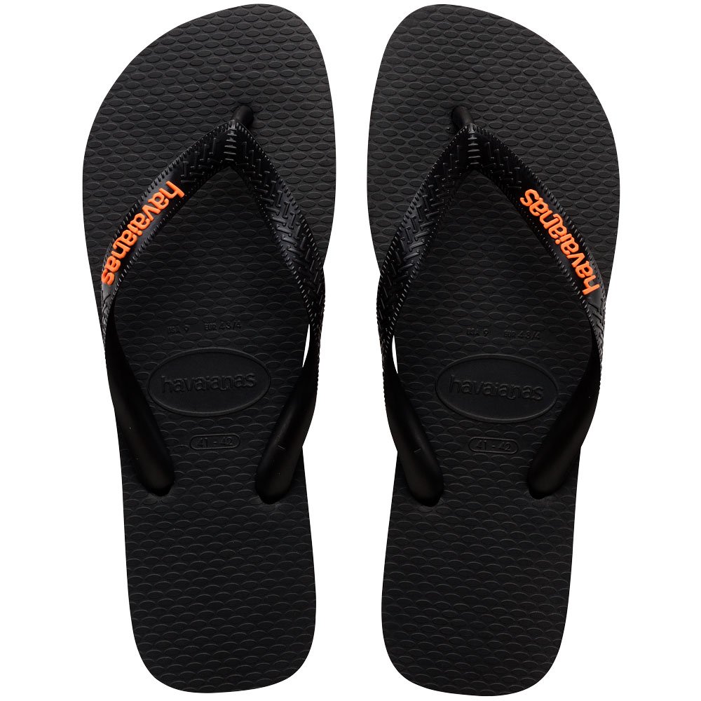 Havaianas Logo Filete (37/38) 9456 Preto Preto Laranja Begonia com 12 Pares