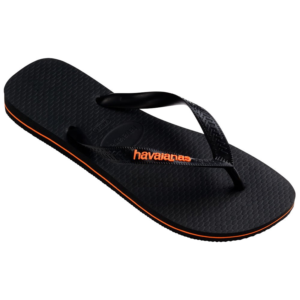 Havaianas Logo Filete (37/38) 9456 Preto Preto Laranja Begonia com 12 Pares