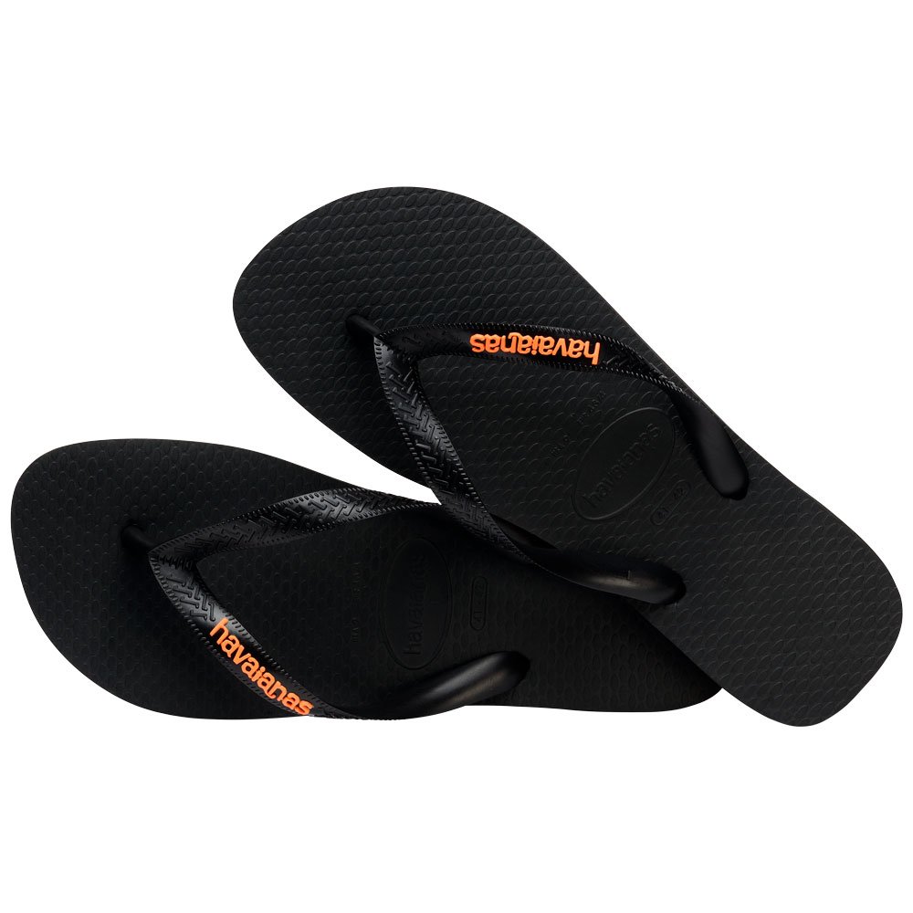Havaianas Logo Filete (37/38) 9456 Preto Preto Laranja Begonia com 12 Pares