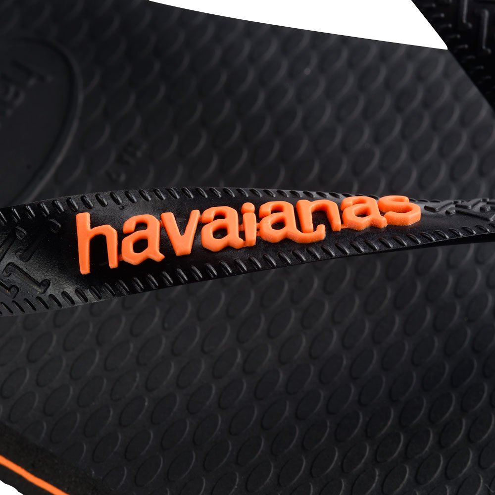 Havaianas Logo Filete (37/38) 9456 Preto Preto Laranja Begonia com 12 Pares