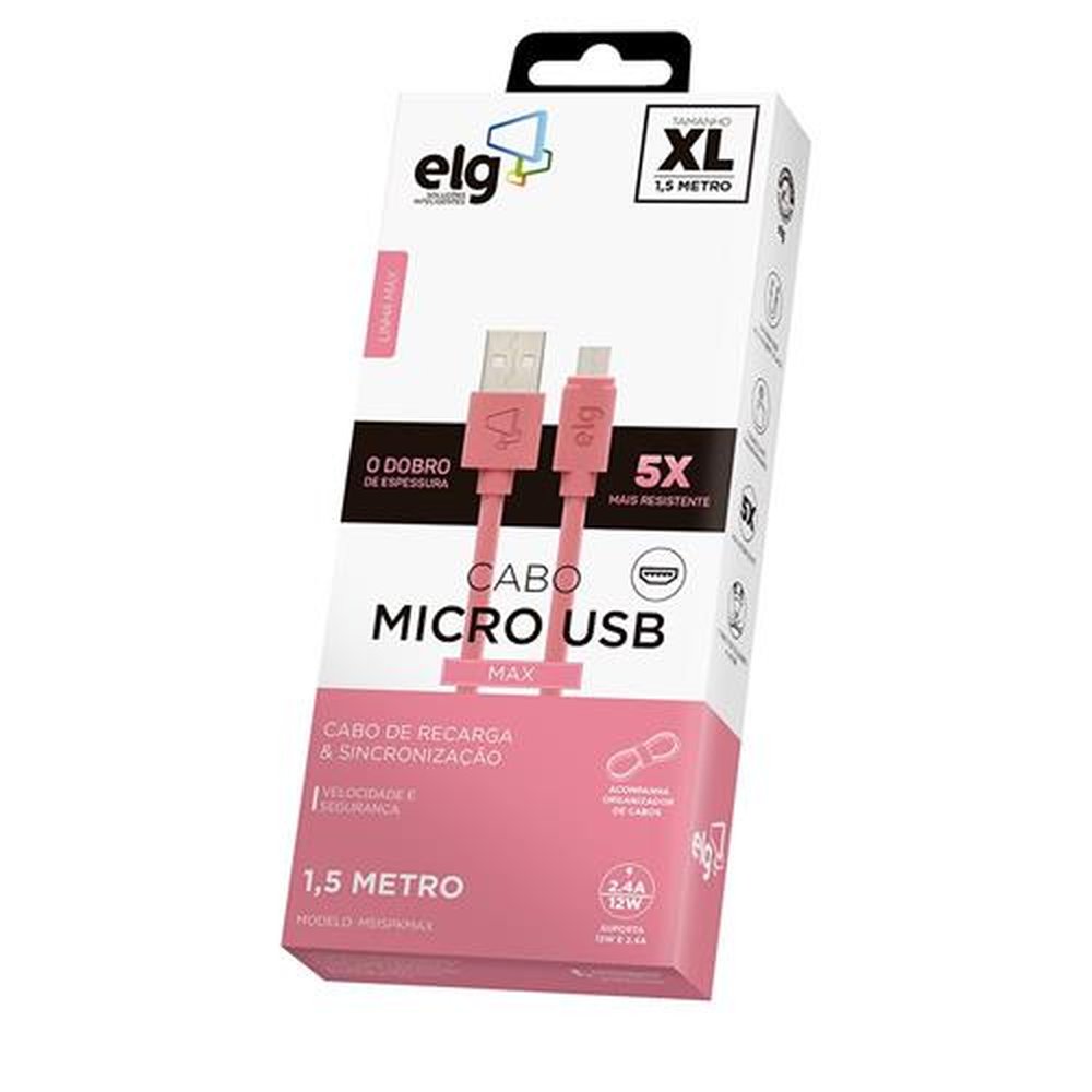 Cabo Micro Usb Carga Rapida - Recarga/Sincronizacao - 1,5 Metro - Rosa - M515PKMAX