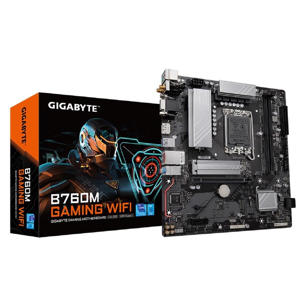 Placa Mãe Gigabyte B760M Gaming WiFi, Chipset B760, Intel LGA 1700, mATX, DDR5