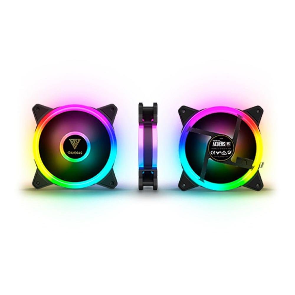 Kit Fan com 5 Unidades Gamdias Aeolus M2-1205R, RGB, 120mm, com Controlador, Preto