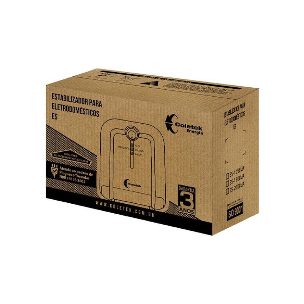Estabilizador Coletek Energia ES-2000VA-BA, Bivolt Automatico, 115V, 5 tomadas
