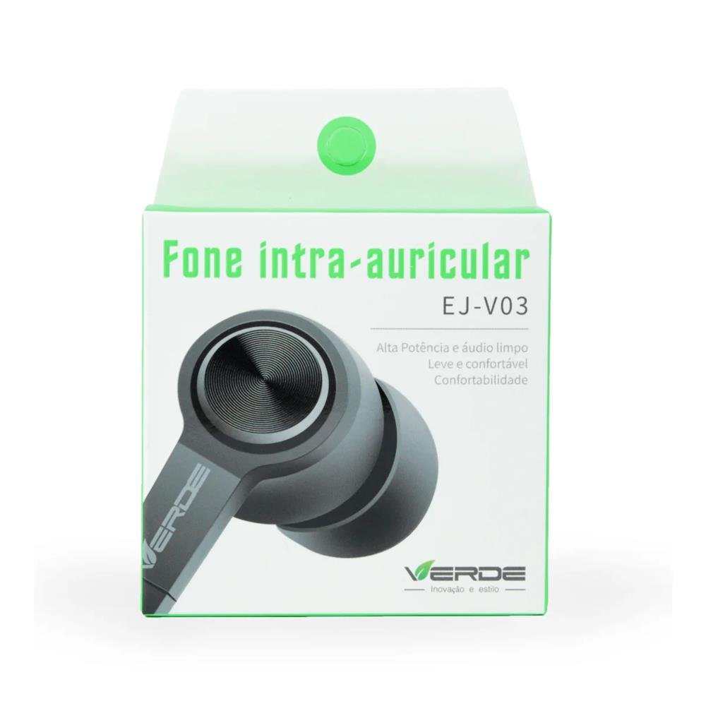 Fone De Ouvido Intra Auricular - Preto - Verde