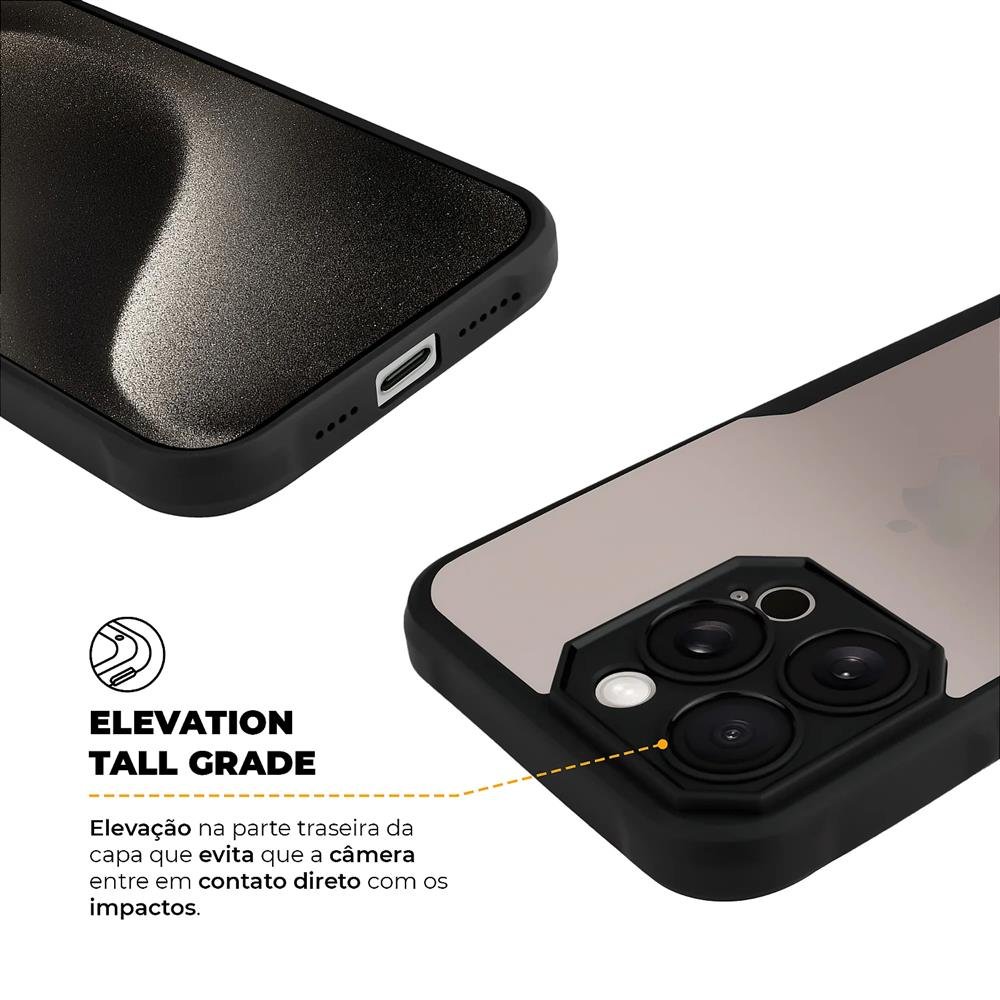 Capa Dual Shock Sense Preta Para Iphone 15 Pro