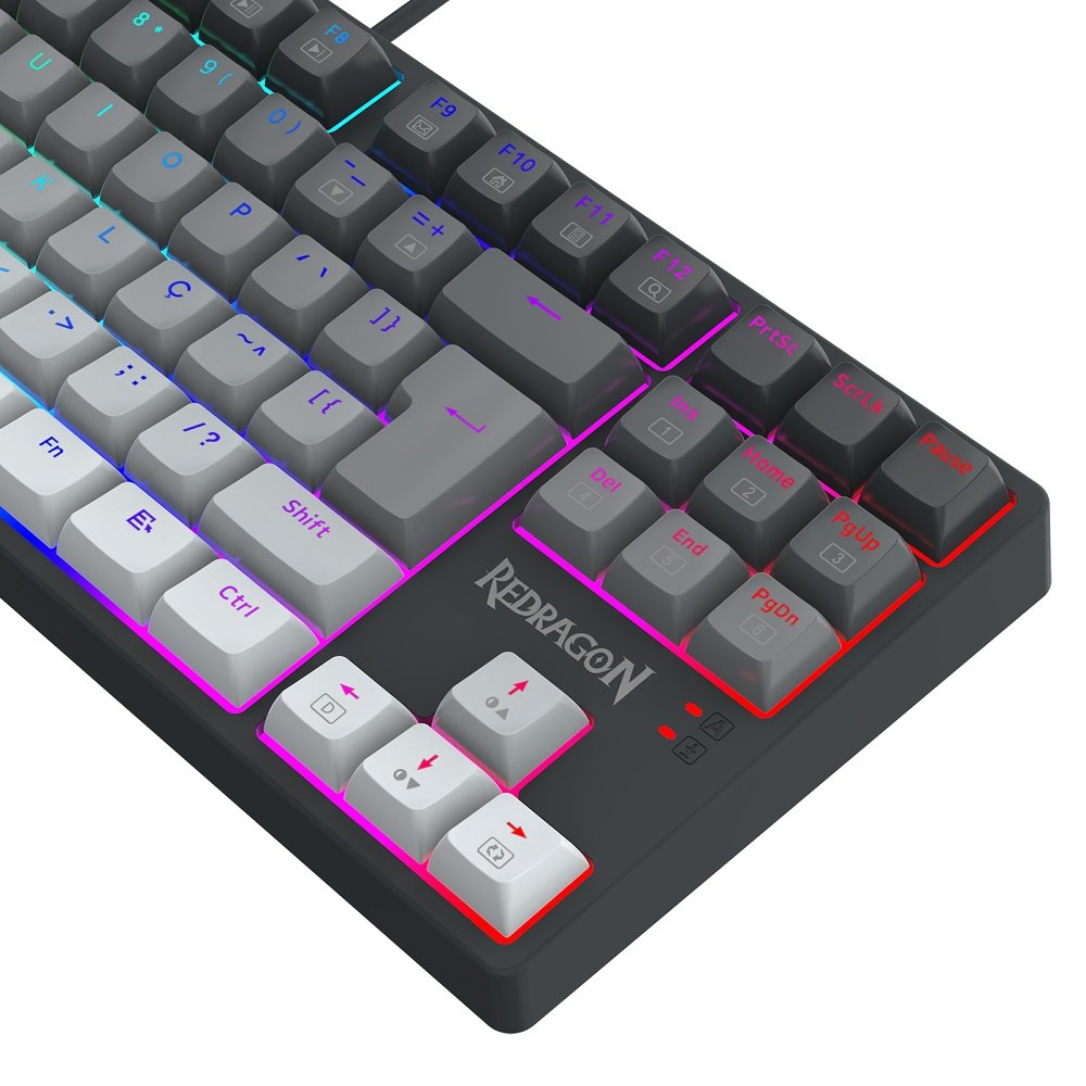 Teclado Gamer Mecanico Daksa Tkl, Preto E Cinza, Abnt2 Switch Diy Brown, K576gg-Rgb (Pt-Brown), Redragon