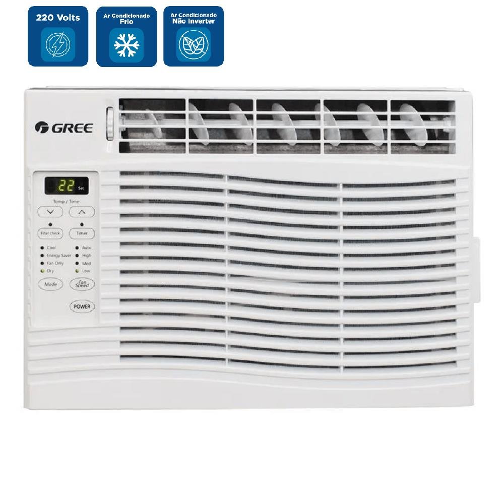 Ar Condicionado Janela Gree 7000 BTU/h Frio R32 Eletrônico GJC07BV-D6NRND1A ¿ 220 Volts