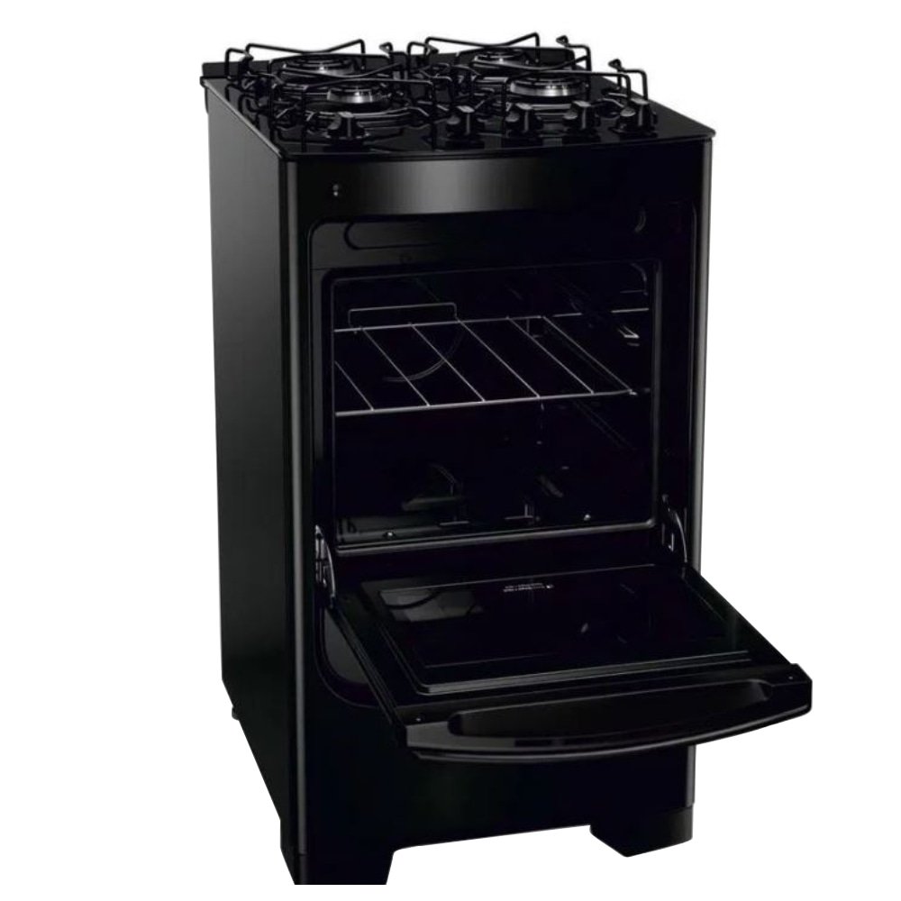 Fogão de Piso 4 Bocas Consul CFO4VBEUNA | Mesa de Vidro, Preto, Bivolt