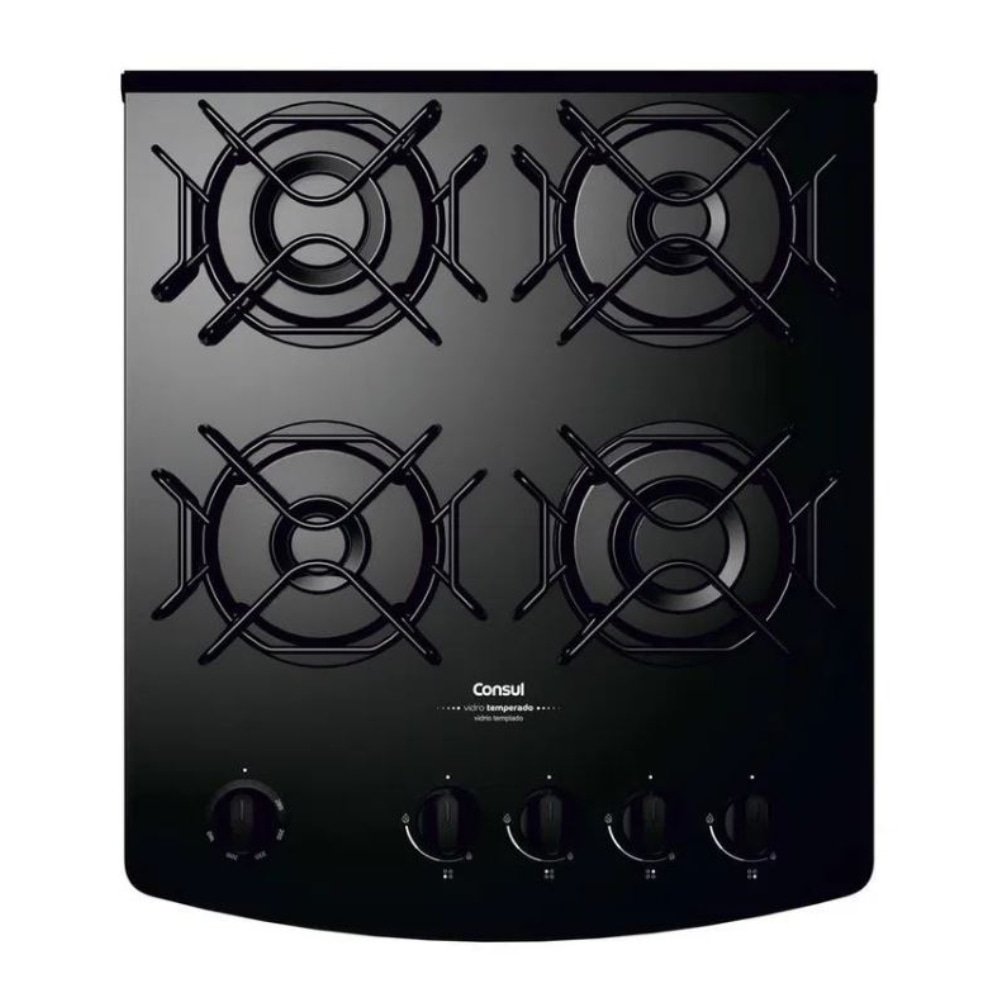 Fogão de Piso 4 Bocas Consul CFO4VBEUNA | Mesa de Vidro, Preto, Bivolt
