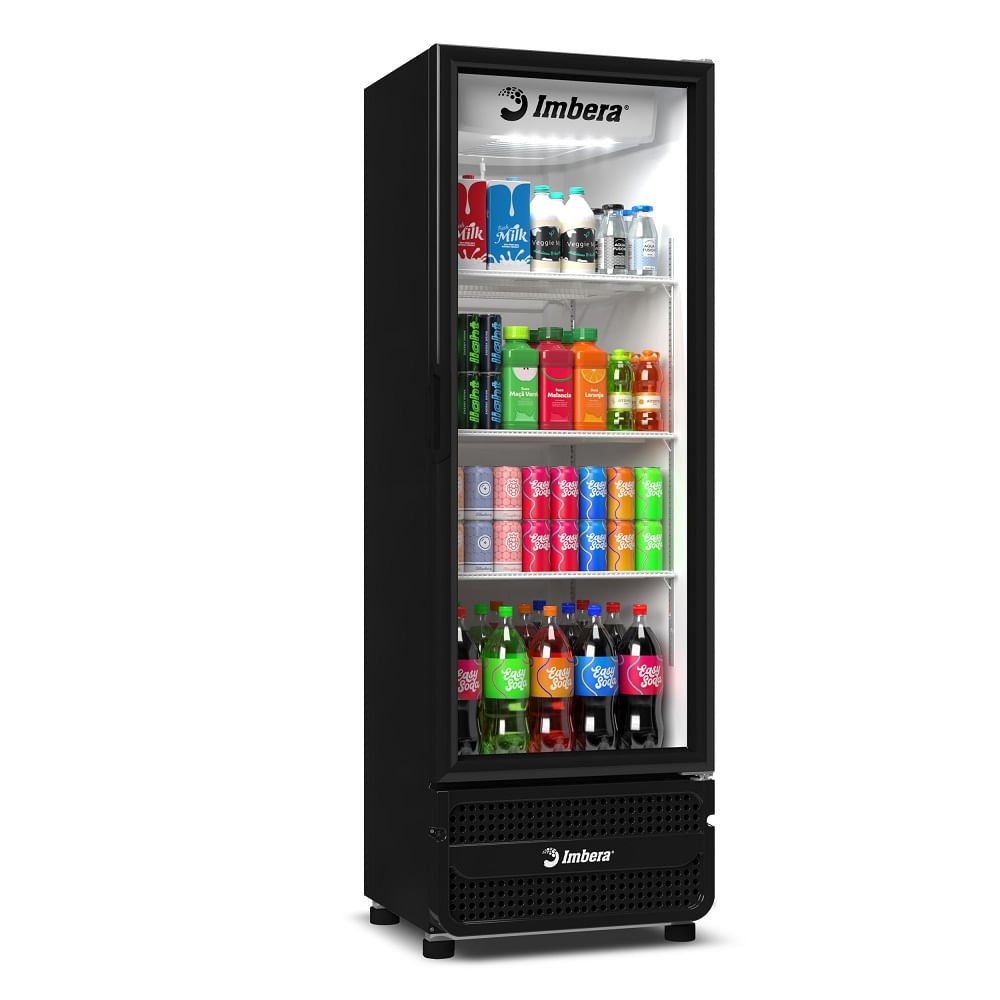 Expositor Vertical Imbera 453 Litros Porta De Vidro Padrão Preto Vrs16 - 220 Volts