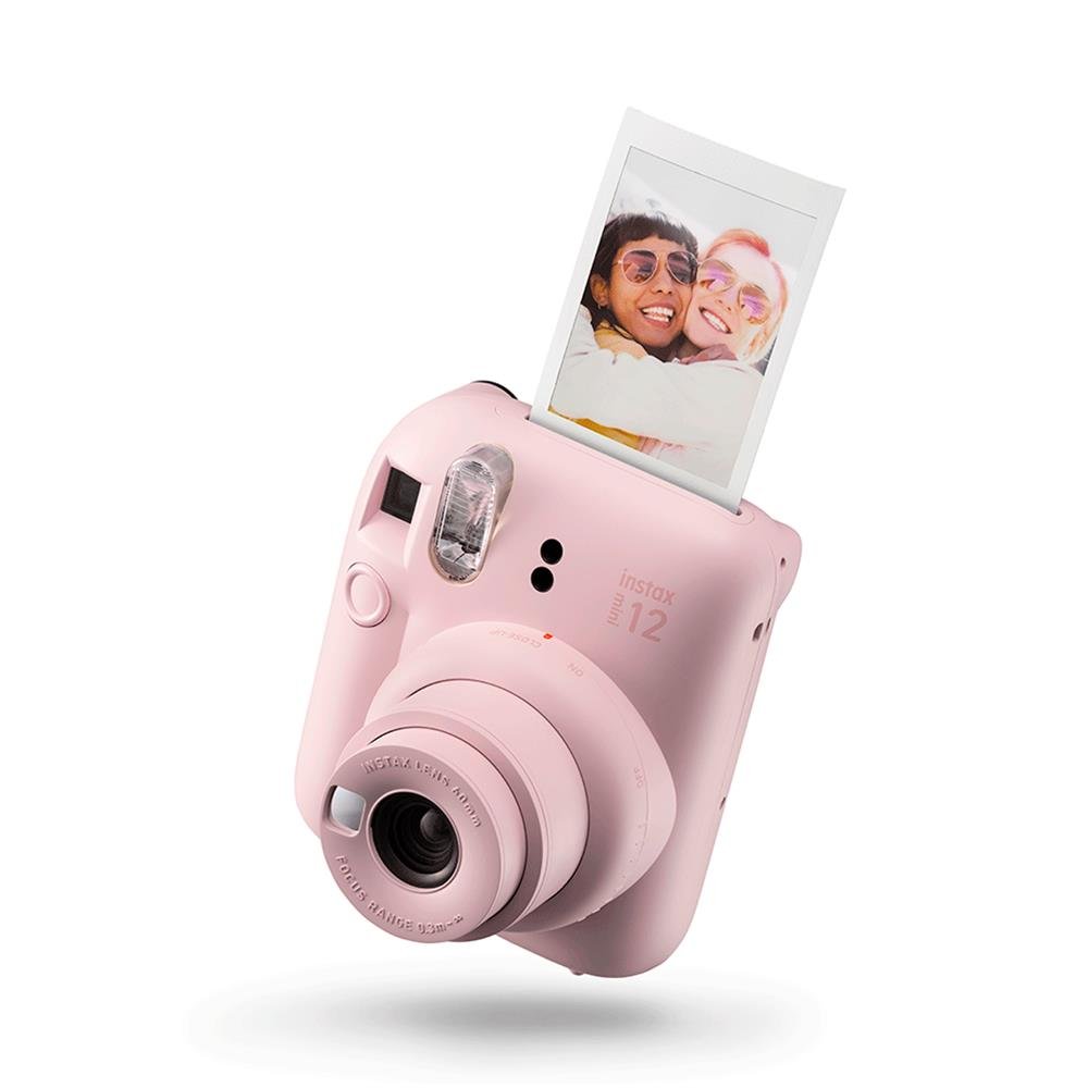Kit Câmera Instax Mini 12 com pack 10 fotos Macaron e Bolsa Rosa