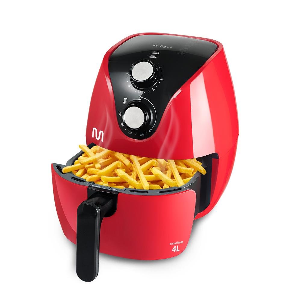 Fritadeira Eletrica Air Fryer 220V 4 Litros 1500W Vermelha Multi - GO204