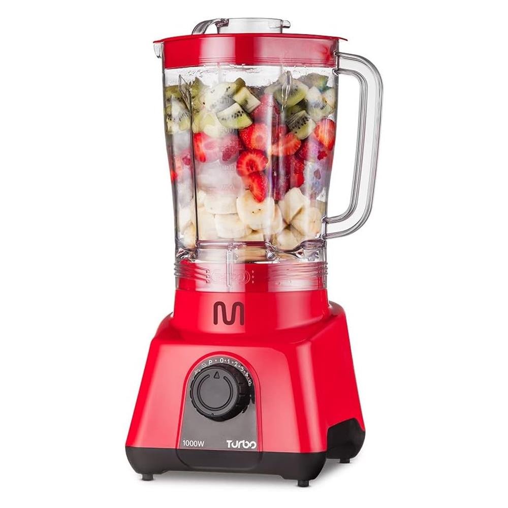 Liquidificador 2,6L Turbo Vermelho 1000w-127v com 8 Velocidades Multi - LQ1003