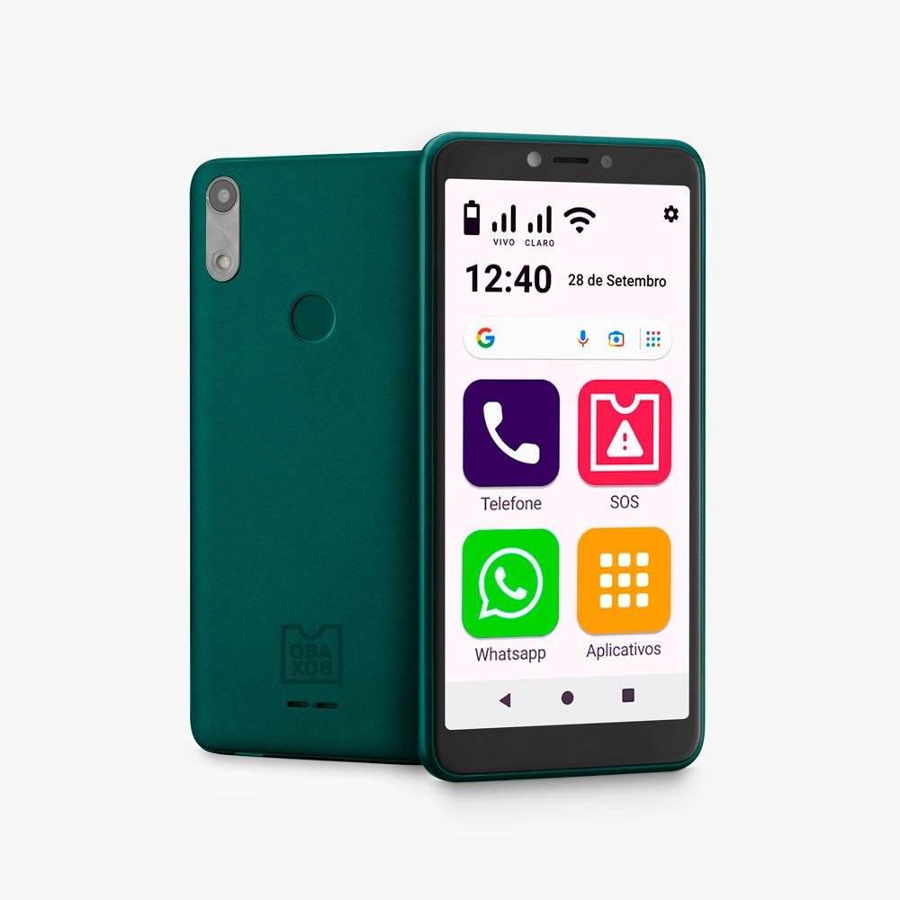 Celular Obasmart Conecta Verde 4G 32+32Gb Facil De Usar Obabox - Ob027