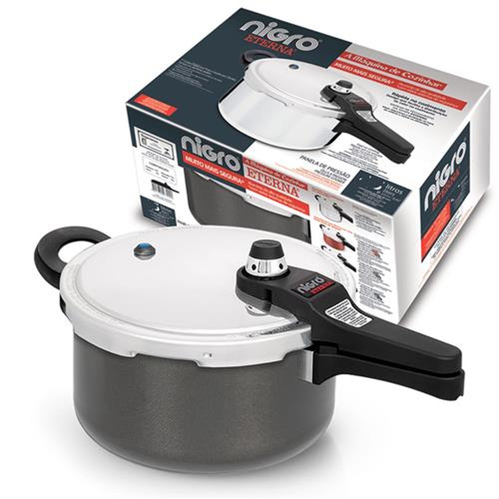 Panela de Pressão Nigro Eterna 4,5l antiaderente cinza-cinza