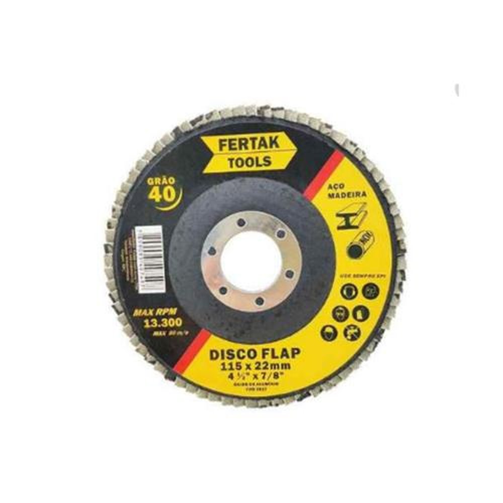 Disco Flap 115mm Grão 40 com 10 unidades Fertak