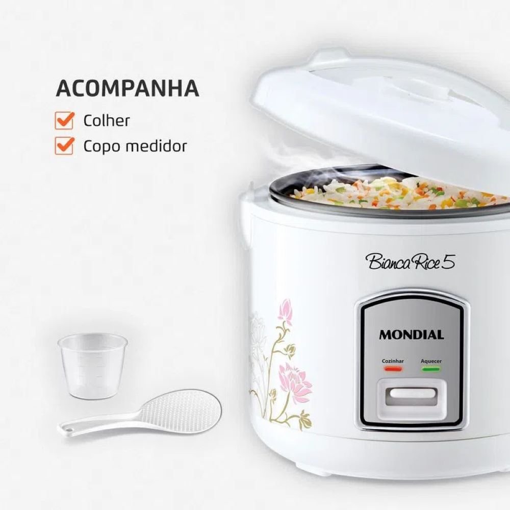 Panela Elétrica Mondial Bianca Rice 5 Xícaras NPE-05-5X 127V