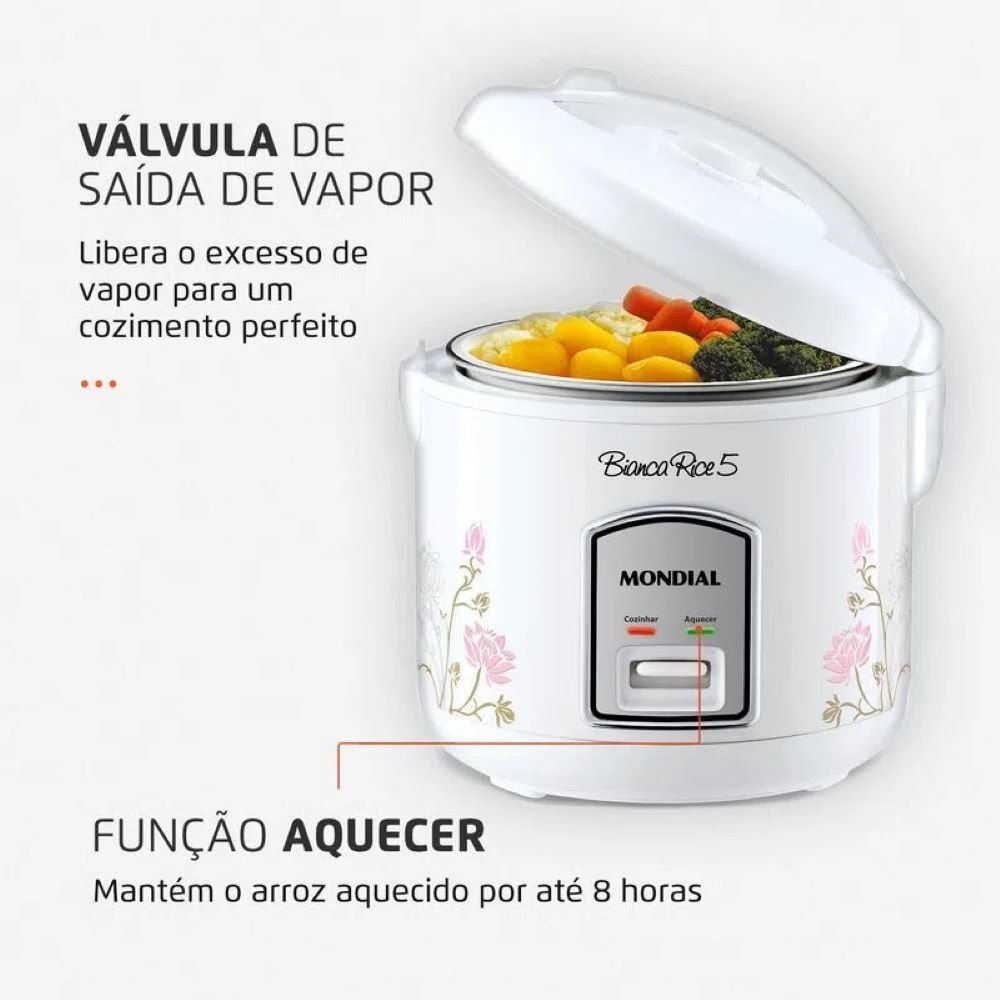 Panela Elétrica Mondial Bianca Rice 5 Xícaras NPE-05-5X 127V