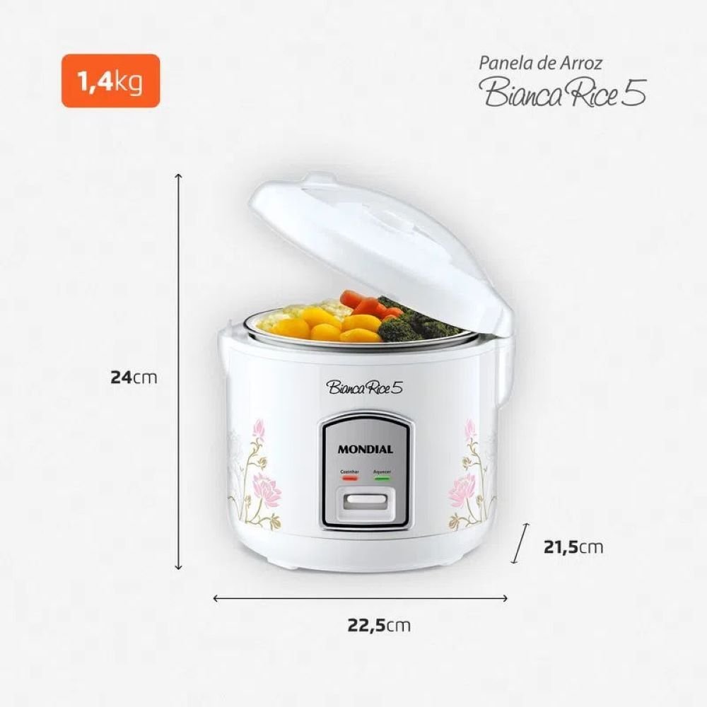Panela Elétrica Mondial Bianca Rice 5 Xícaras NPE-05-5X 127V