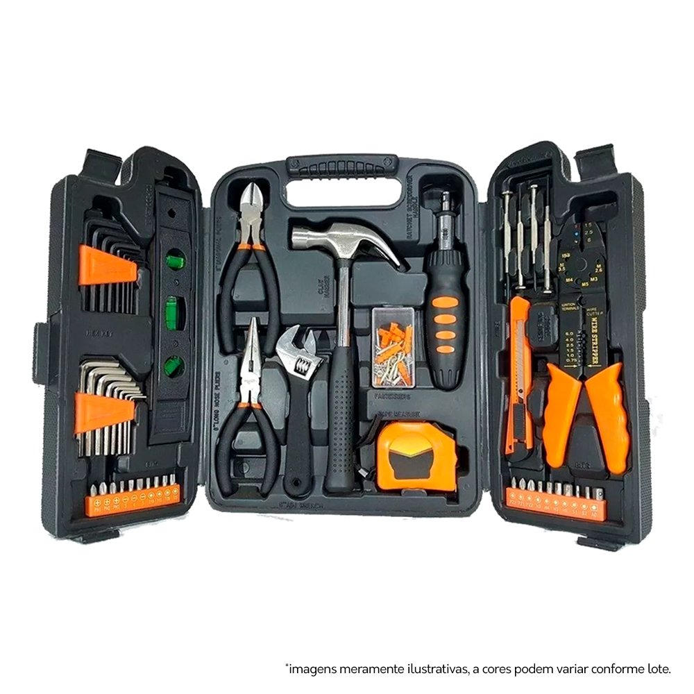 Kit Maleta Jogo de Ferramentas e Chave Completa 169 peças Fortt Preto - KMFC001-P