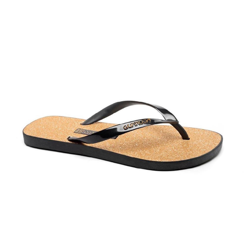 Chinelo Guaruja Adulto Feminino Slim com Palmilha Glither Preto/Dourado 36