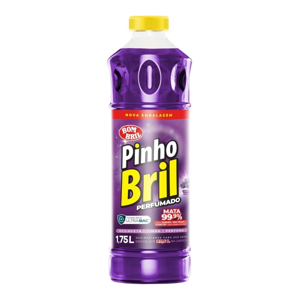 Desinfetante Pinho Bril Campos de Lavanda 1750ml - Embalagem com 6 Unidades