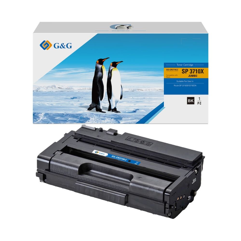 Cartucho de Toner Preto Compativel Ricoh 3710 Sp710sf 3710dn G-cr3710lc Alto Rendimento Jumbo 10k G&G/GeG/GG