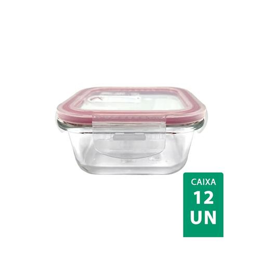 Pote De Vidro Hermético Quadrado 520ML Plasvale