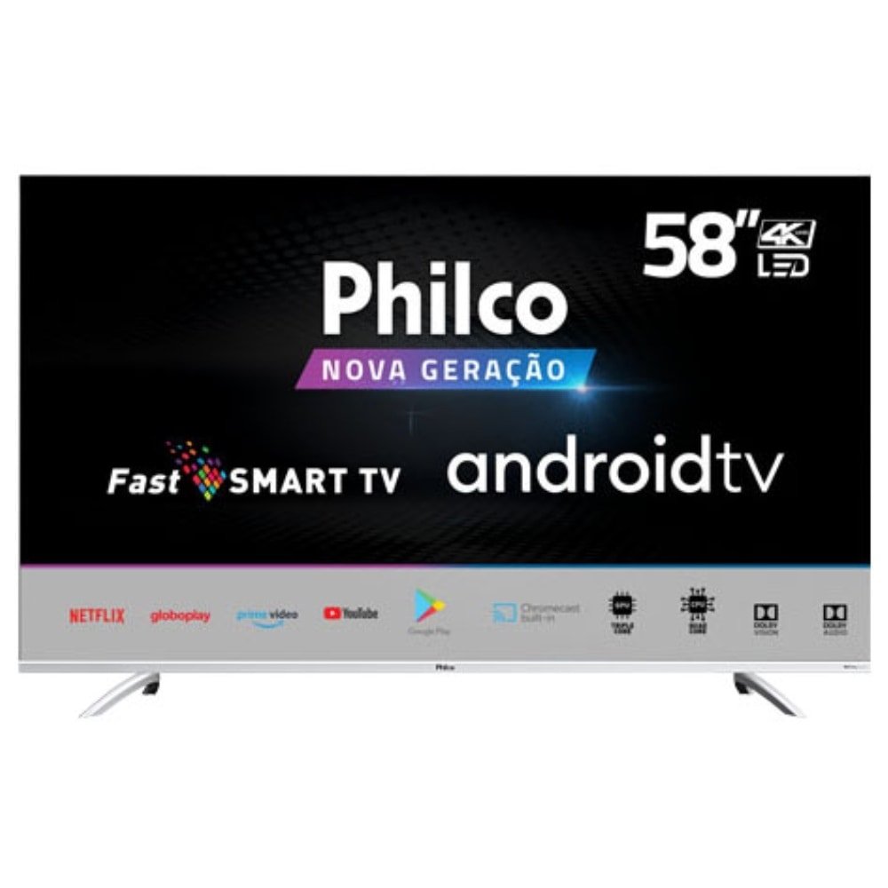 Smart TV 58" LCD LED Philco PTV58GAGSKSBL - 4K UHD, com Wi-Fi, com 3 USB, 3 HDMI, 50/60Hz