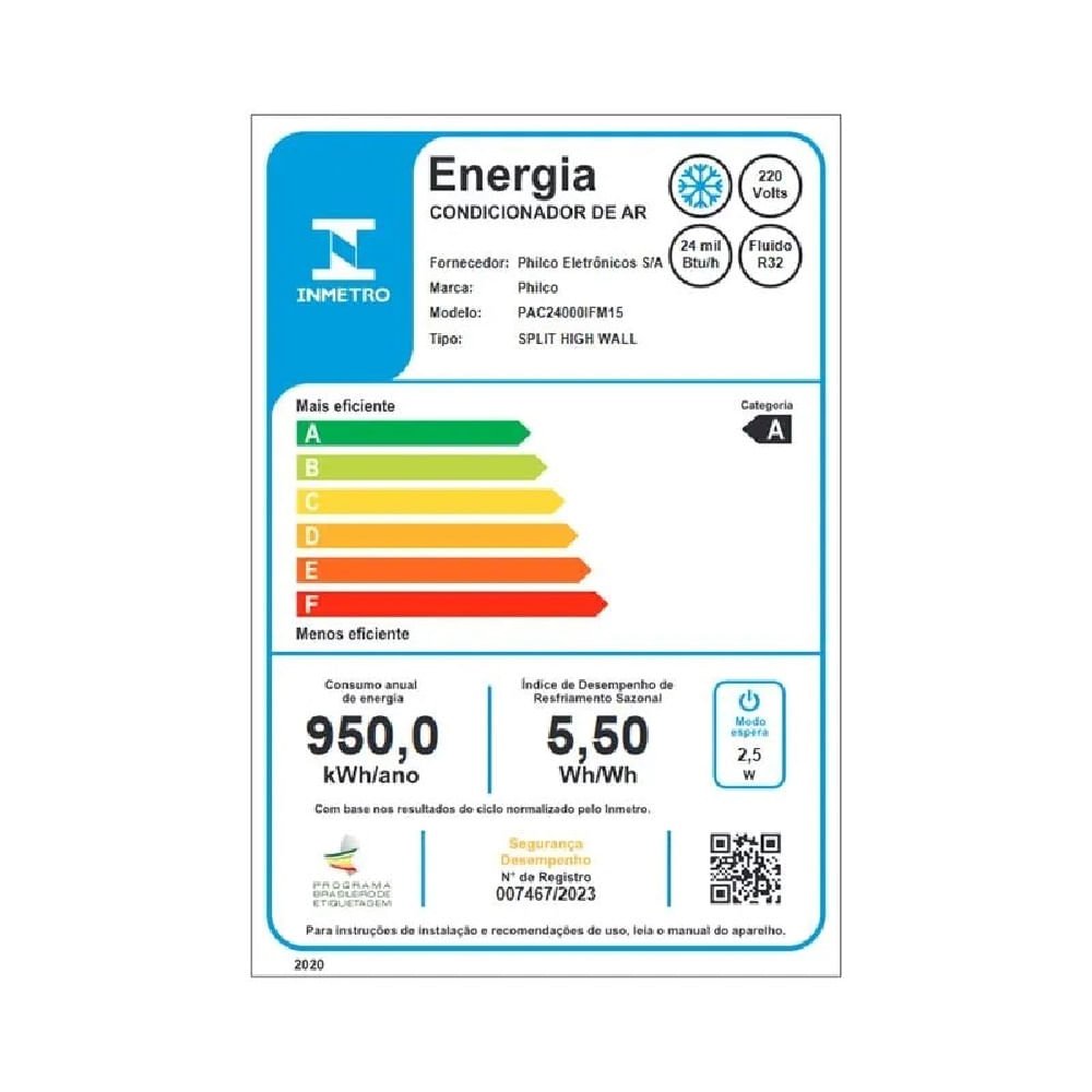 Ar Condicionado Split Hi Wall Philco Inverter 24000 BTU/h Frio Monofásico PAC24000IFM15 - 220 Volts