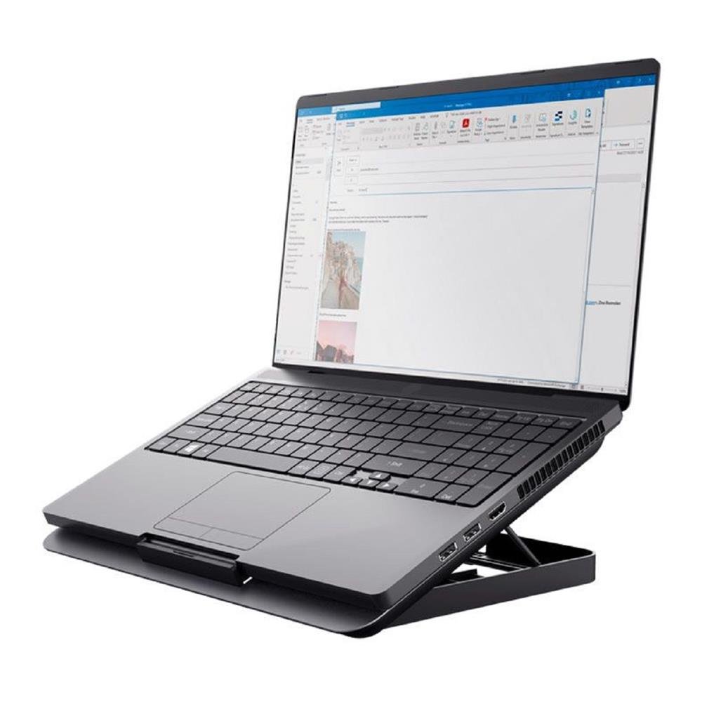 Base Para Notebook Trust Exto T24613, ABS, USB-A, Ergonomico, Laptop ate 16", 8 Alturas, 1 Ventoinha de 180mm, Cinza
