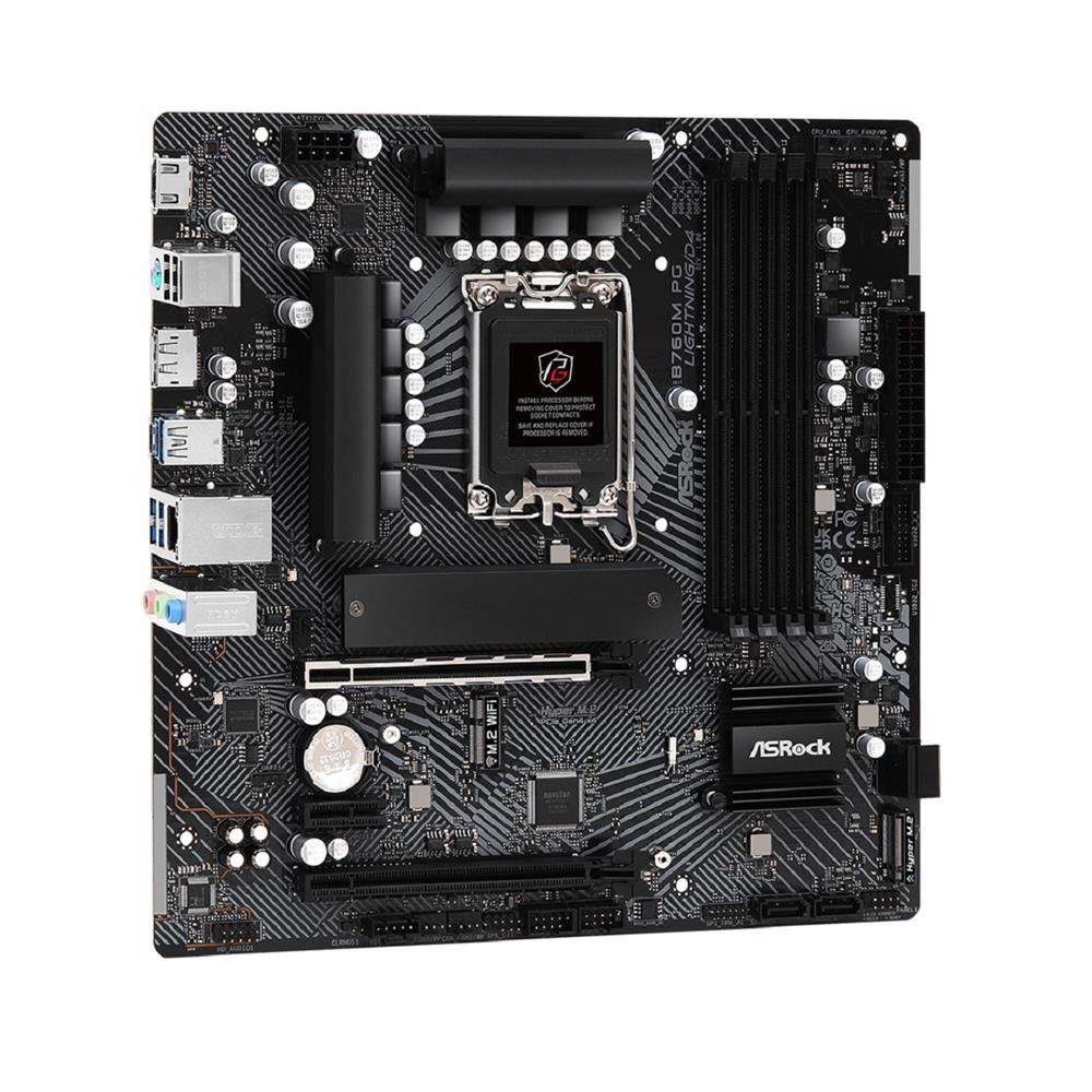 Placa Mãe ASRock B760M PG Lightning/D4, Chipset B760, Intel LGA 1700, mATX, DDR4