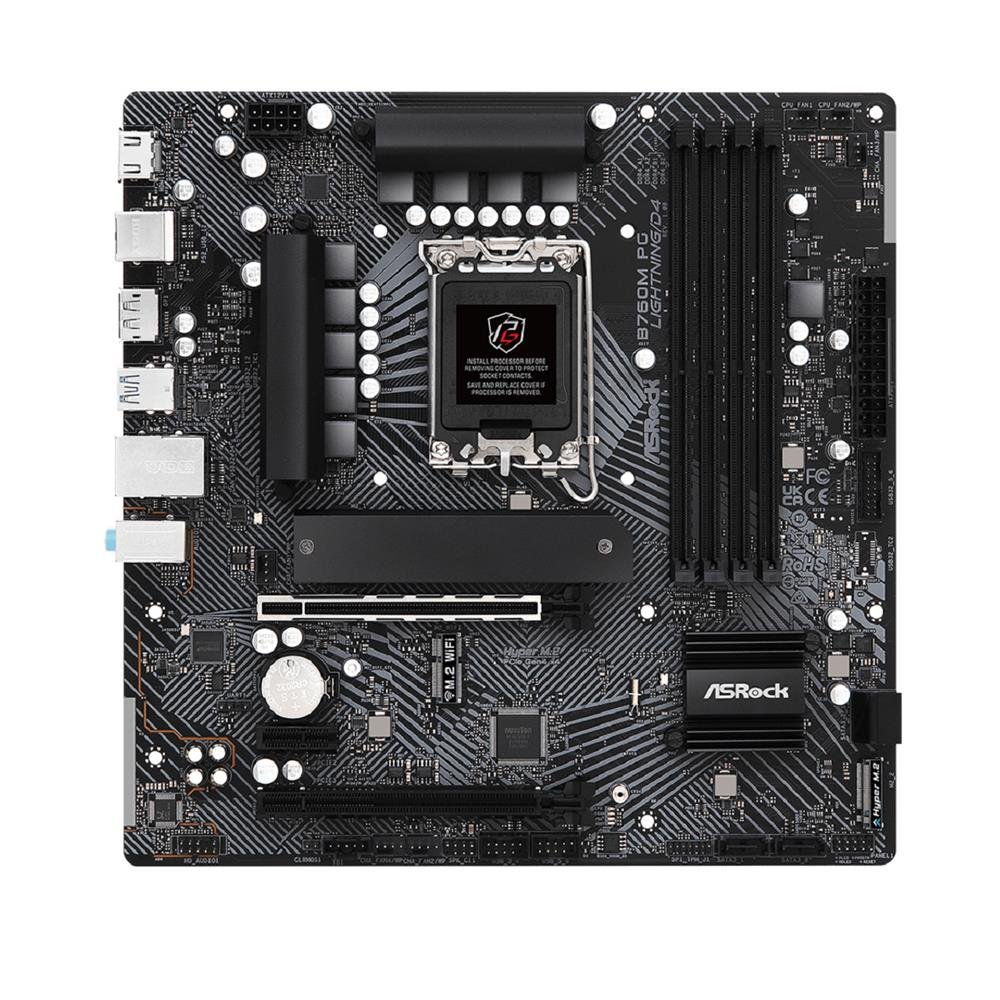 Placa Mãe ASRock B760M PG Lightning/D4, Chipset B760, Intel LGA 1700, mATX, DDR4