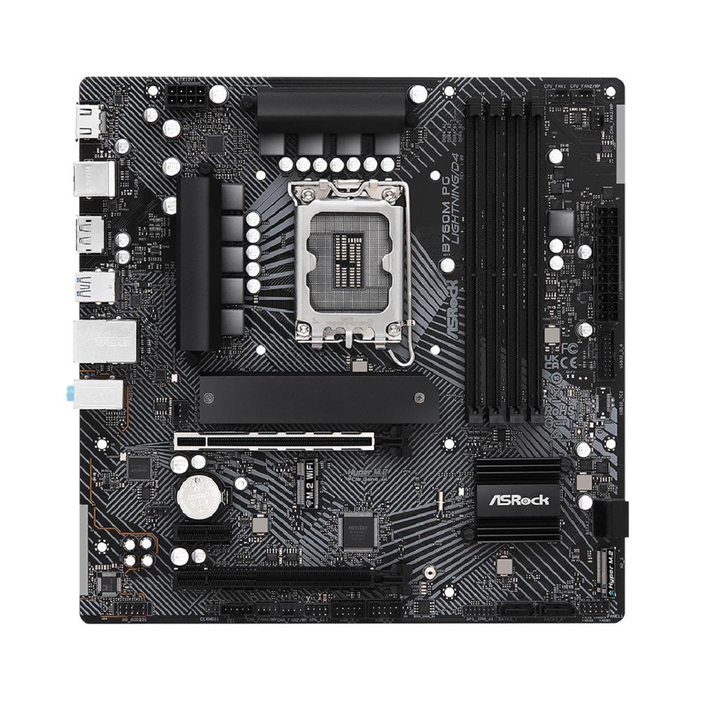 Placa Mãe ASRock B760M PG Lightning/D4, Chipset B760, Intel LGA 1700, mATX, DDR4